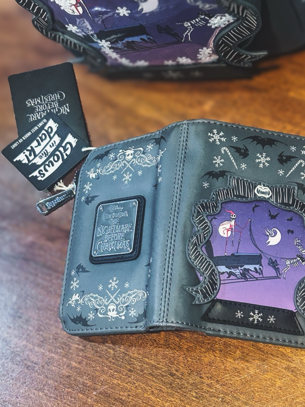 Disney The Nightmare Before Christmas Loungefly Backpack & Wallet Snowglobe NWT - Picture 9 of 11